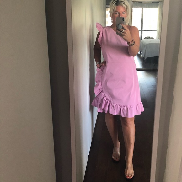 j crew one shoulder ruffle dress